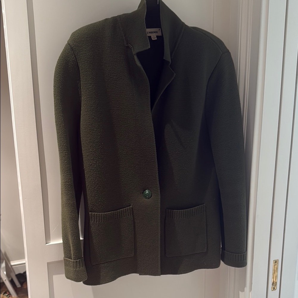 Olivia Von Halle Olive Green Knit Jacket